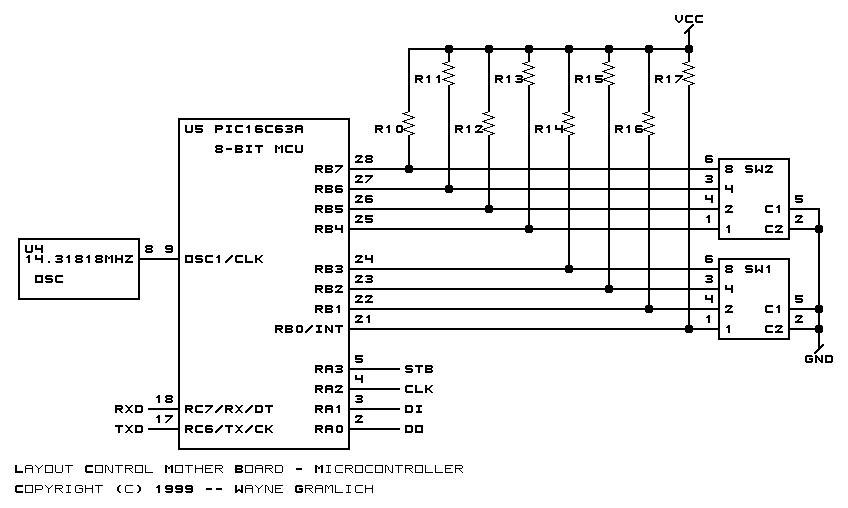 Layout Control Mother Board Microcontroller