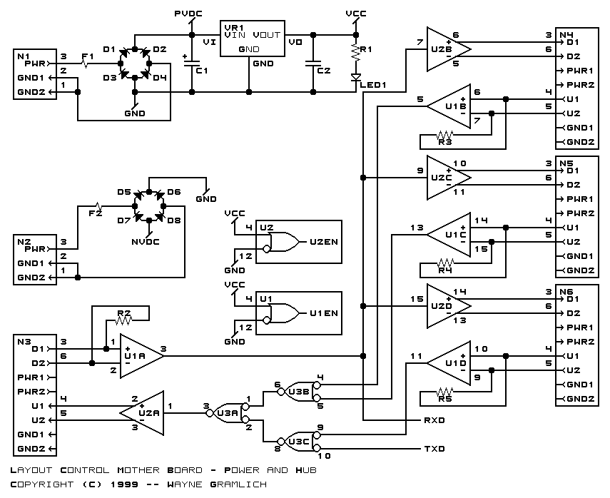 Layout Control Mother Board Power and Hub